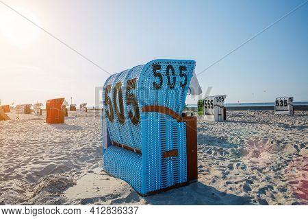 Beach Korbs On Nord Sea In Germany