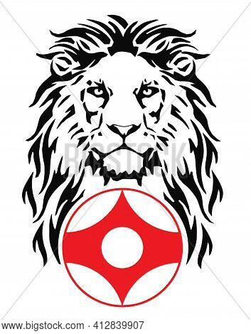 The Lion And Karate Kyokushin Kanku Original Simbol, Drawing For Tattoo, On A White Background, Vect