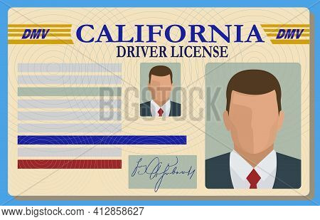 California Driver License Filled With Generic Info Isolated Illustration
