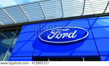 Kyiv, Ukraine - August 15, 2020: Ford Store At Kyiv, Ukraine On August 15, 2020. The Ford Motor Comp