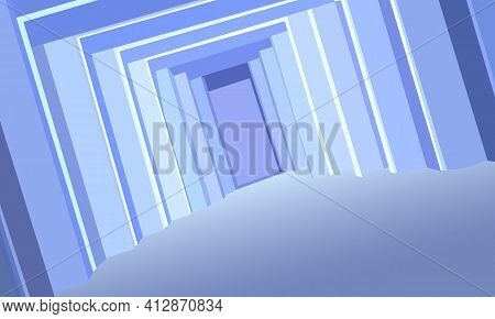 Abstract Background For Wall Decoration In The Form Of A Portal In Light Blue Tones