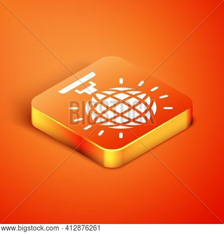 Isometric Disco Ball Icon Isolated On Orange Background. Vector