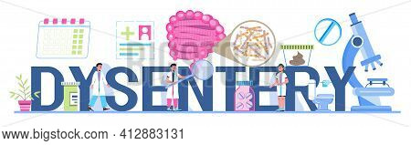 Dysentery Concept Vector For Medical Websites, Blog, Header. Intestine Doctors Examine, Treat Dysbio