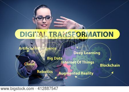 Businessman in digital transformation concept