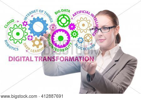 Businessman in digital transformation concept