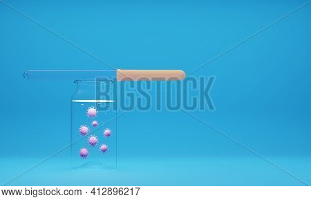 3d Render Of Drops In The Nose And Ears With A Runny Nose And Pain In The Ears In A Transparent Glas