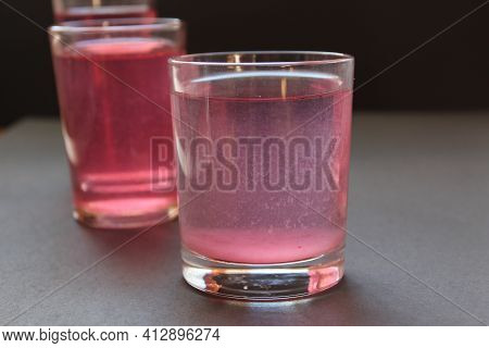 Compote Juice Mors Milk Nail Pink On A Black Gray Background With Space For Text And Copyspace