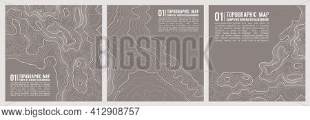 Geographic Mountain Topography Vector Illustration. Topographic Pattern Texture. Map On Land Vector 