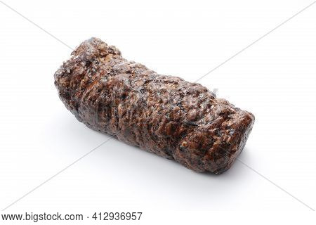 Tenderloin, Loin, Roasted In One Piece With Herbs And , Isolated On White Background. A Homemade Col