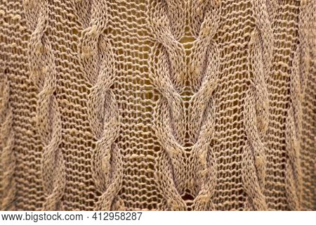 Close Up Handmade Cayan Fabric Texture In Hobby Of Knitting For Making Dress Wearing