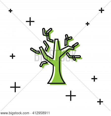 Black Withered Tree Icon Isolated On White Background. Bare Tree. Dead Tree Silhouette. Vector