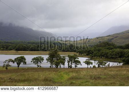 Loch Awel (scotland), Uk - August 15, 2018: Loch Awe, Scotland, United Kingdom