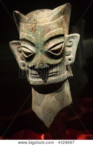 Bronze Alien Mask Statue Sanxingdui Museum Chengdu Sichuan China