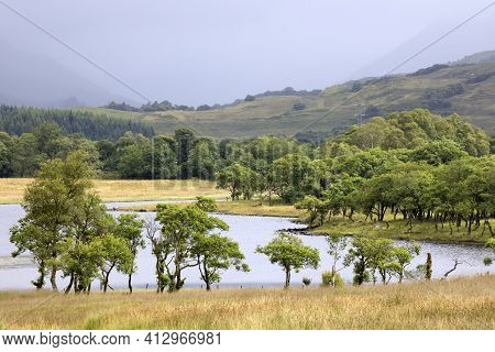 Loch Awel (scotland), Uk - August 15, 2018: Loch Awe, Scotland, United Kingdom