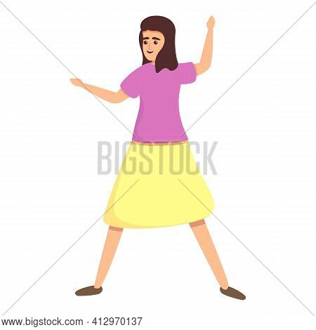 Active Playing Girl Icon. Cartoon Of Active Playing Girl Vector Icon For Web Design Isolated On Whit