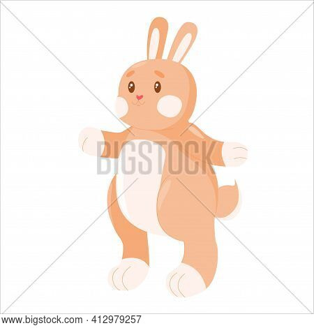Cute Hare. Beige Rabbit. Stock Vector Illustration.
