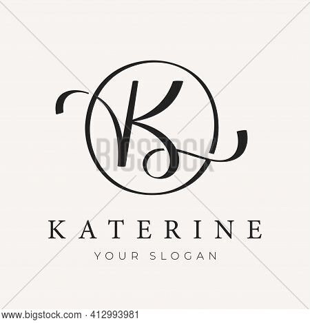 Initial Letter K Ornate Vector Logo Design.