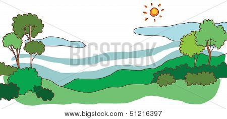 Spring Hill Landscape Background (vector)