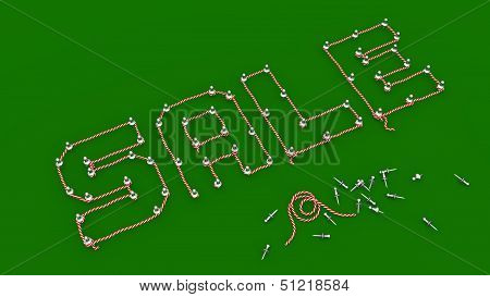 Sale - Rope Outlined To Pins Wording On Green Board