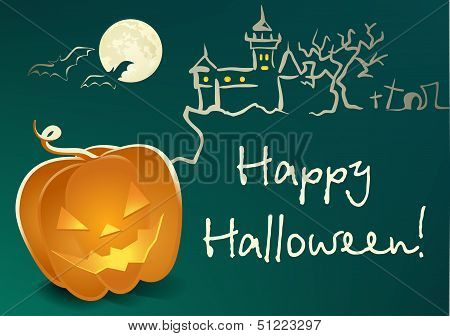 Halloween Landscape with Pumpkin