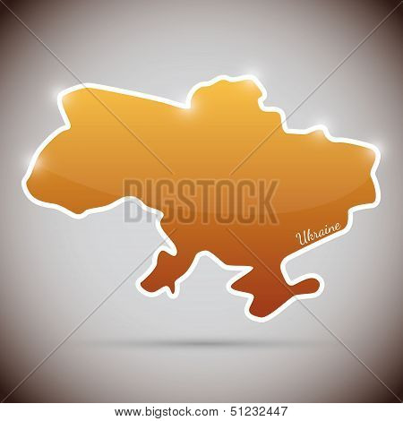 vintage sticker in form of Ukraine