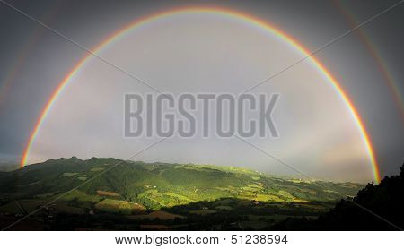 Full Double Rainbow with bright valley