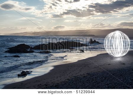 Light Sphere on Beach