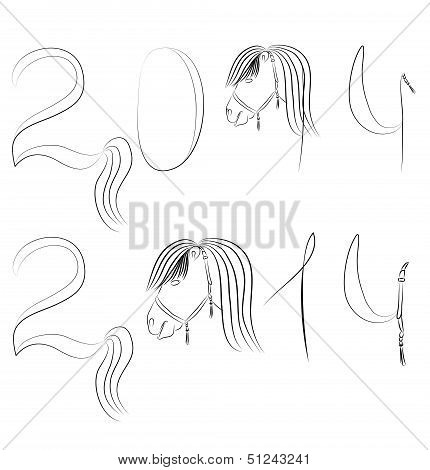 Hand draw horse symbol of the year
