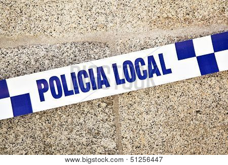 Spanish police line close-up