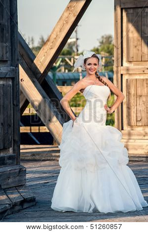 Beautiful Blonde Haired Woman In Bridal Dress