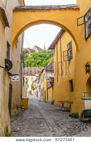 Medieval Street From Sighisoara, Romania