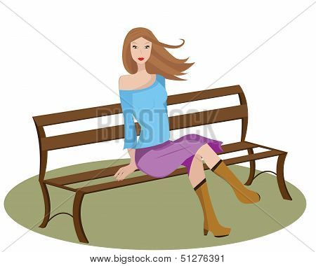 Woman Sitting On A Bench