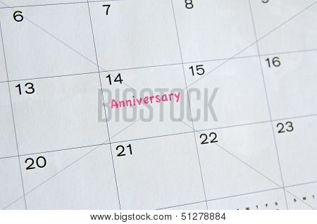 Anniversary Marked on Calendar
