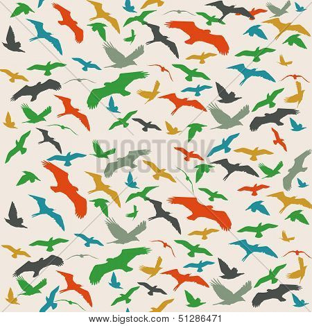 vector seamless birds silhouette pattern