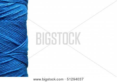 Blue Yarn With White Background