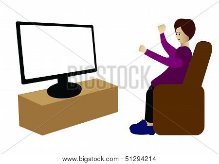 Man watching television