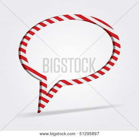 red and white striped speech bubble 3d
