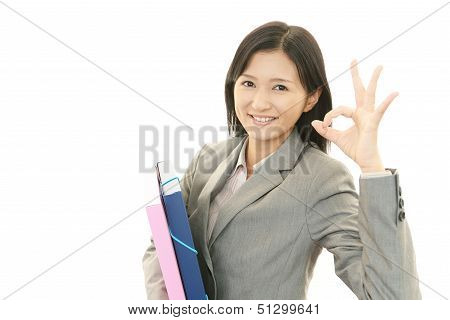 Business woman enjoying success