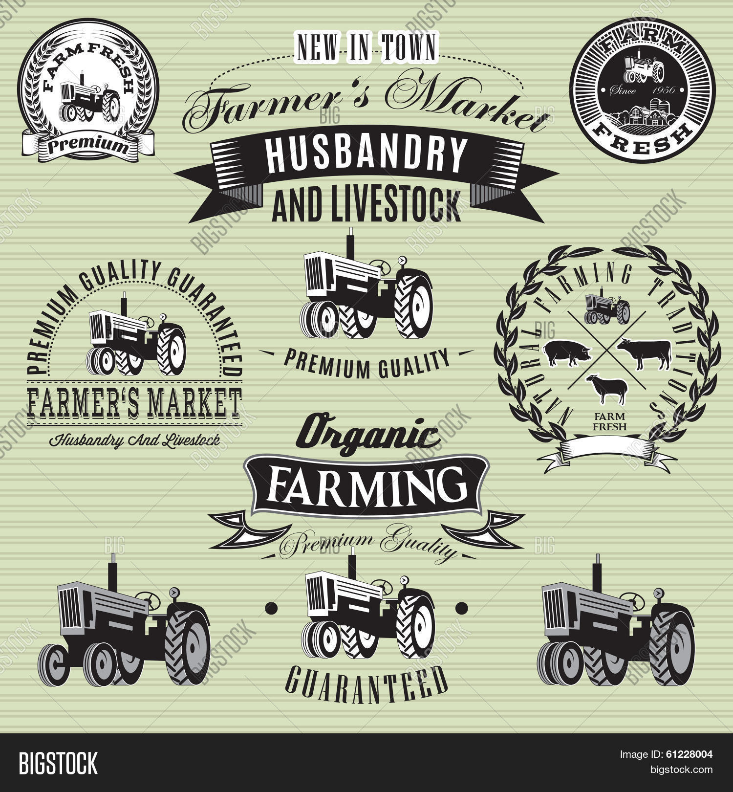 Set Labels Tractor Vector & Photo (Free Trial) Bigstock