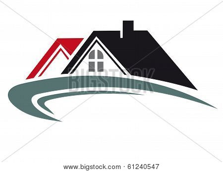 Real estate icon with house roof