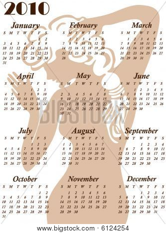 Vektor illustration af kalender med skønhed pige