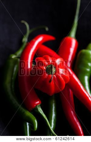 Red And Green Chili Peppers