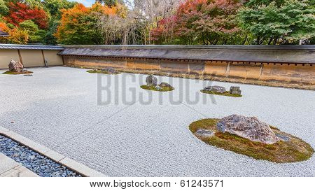Zen Rock Garden at Ryoanji Temple in Kyoto