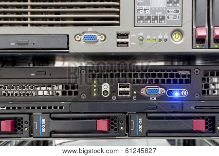 Servers Stack With Hard Drives In A Datacenter