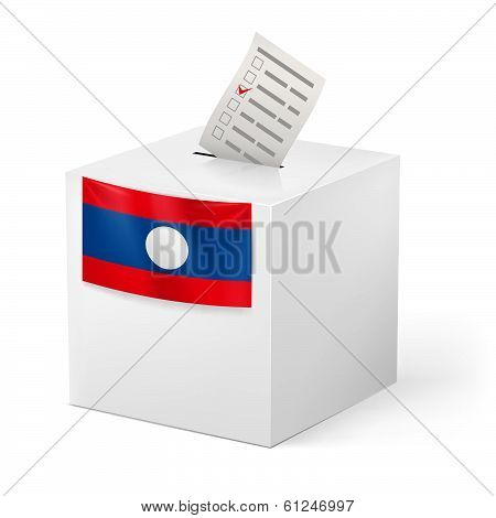 Ballot box with voting paper. Laos