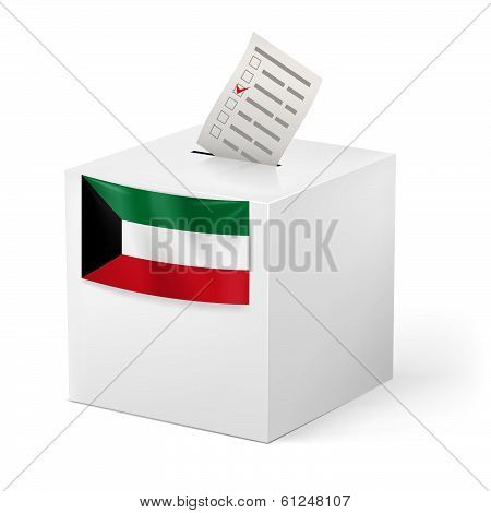 Ballot box with voting paper. Kuwait