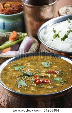 Palak tuvar dal with rice from India