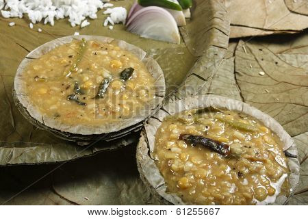 Panchkuti dal with rice from India