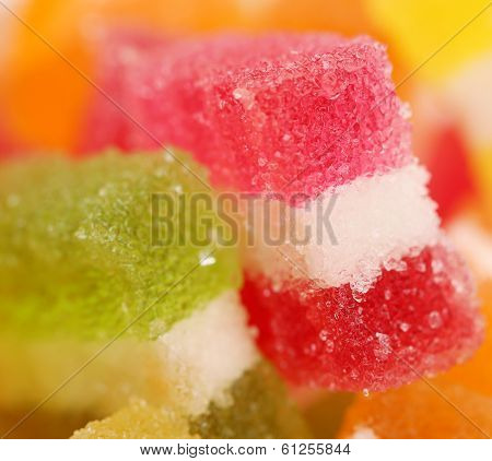 Many different fruit paste candies.