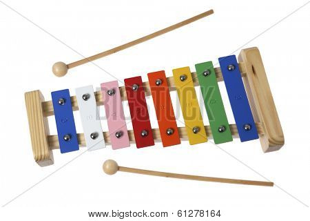 rainbow xylophone on white background